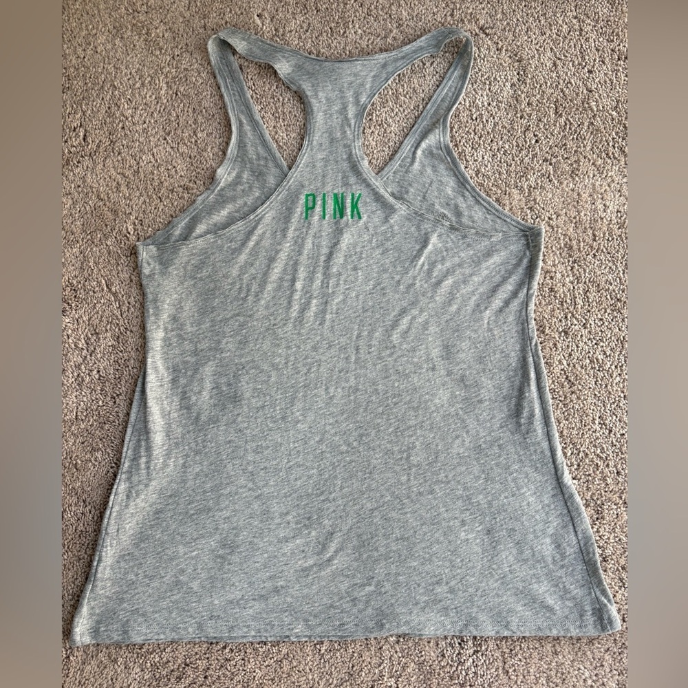 NWT PINK Victoria's Secret Gray TankTop w/ Green Sequin Shamrocks - Picture 4 of 4